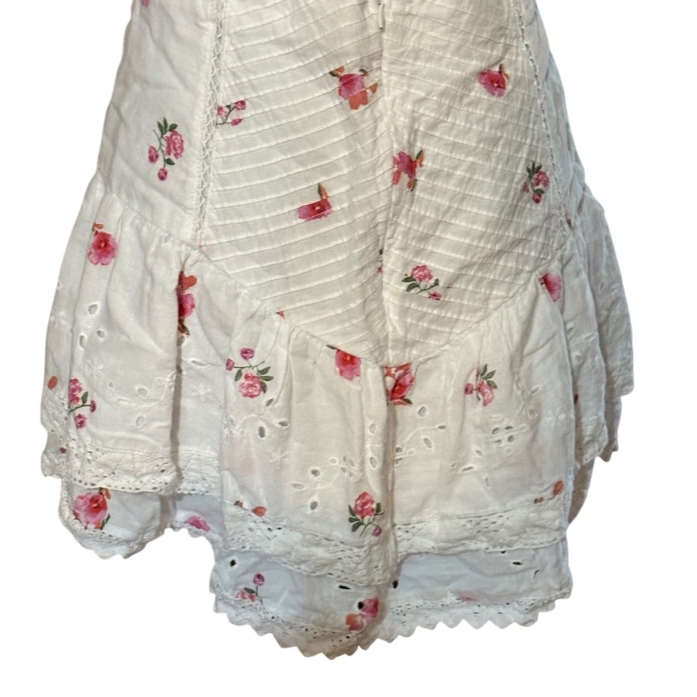 Zara White Pink Mini Tiered Bubble Skirt